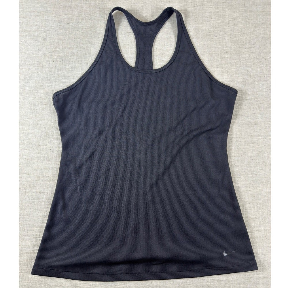 Nike Dri-FIT Slim Fit Racerback Tank Top Black Ribbed Athletic XL